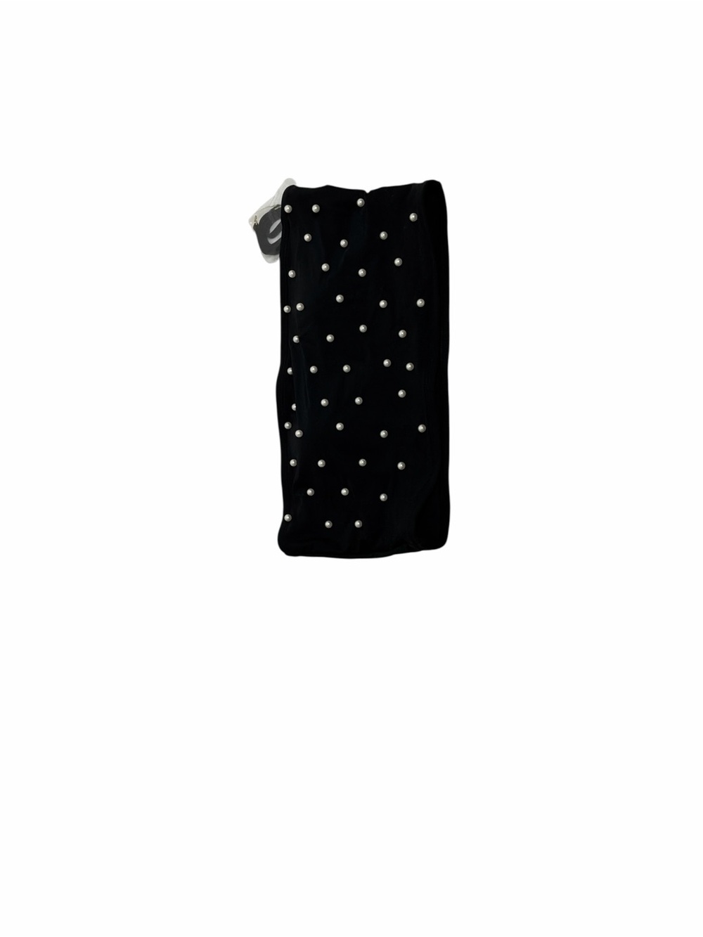 ANTONIO MELANI Black Pearl-Embellished Strapless Crop Top Tube Top Bandeau